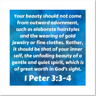 Bible Verse 1 Peter 3:3-4 Posters and Art